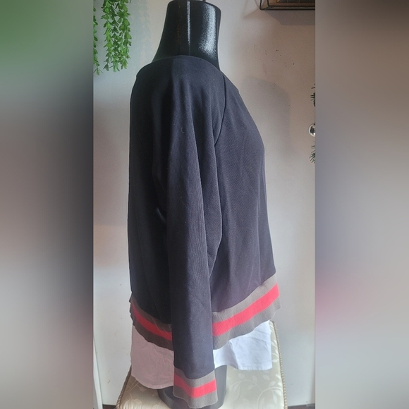 Stella and Dot Black Long Sleeve Top with Removable Faux Shirt Trim XL - Picture 5 of 7